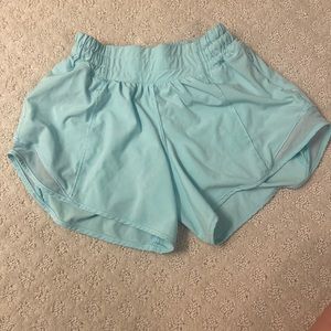Blue Lululemon low rise hotty hot shorts